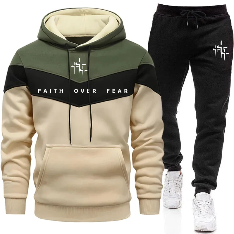 Winter Clothing Men - Faith Over Fear Setelan Olahraga Pria,