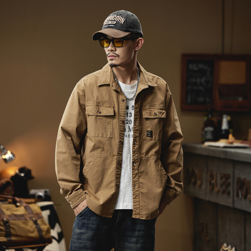 Quality Winter Clothing Brand - Kemeja kargo untuk pria lengan panjang