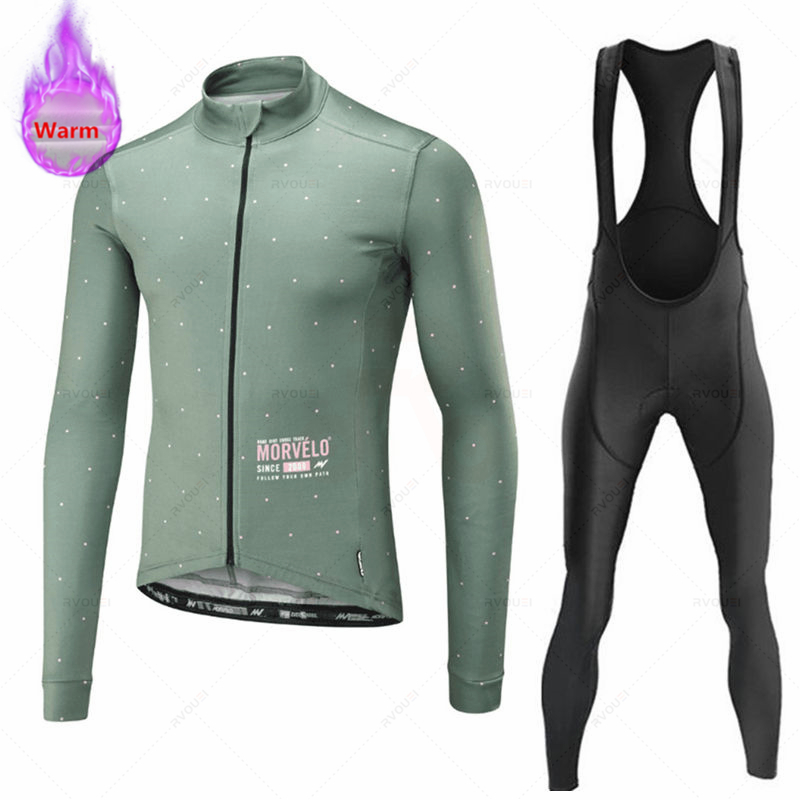 Winter Clothing Men Sale - Morvelo set Jersey sepeda bulu termal