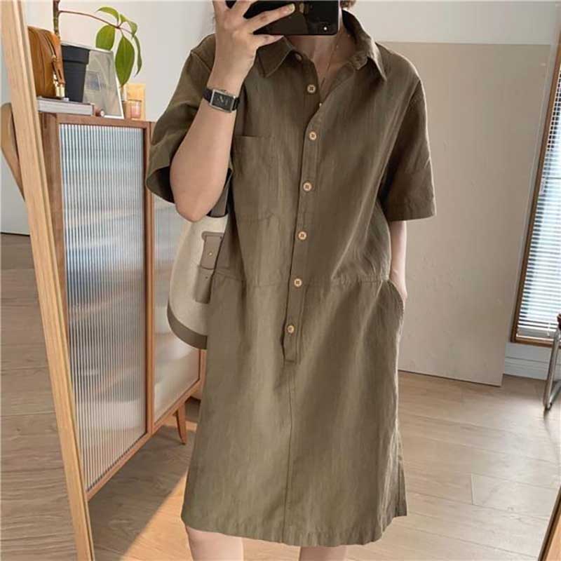 Winter Clothing H&M - Gaun Kasual Wanita Warna Solid dengan