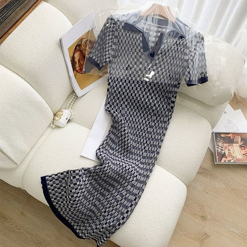 Gaun rajut lengan pendek kotak - Winter Clothing H&M ulasan dan harga